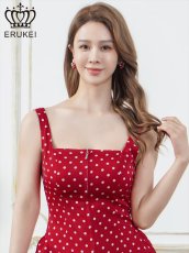 画像12: [ERUKEI]ドット・ノースリーブ・フロントジップ・バックスピンドル・Aライン・フレア・ミニドレス・ワンピース[送料無料] (12)