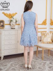 画像9: [ERUKEI]総レース・ケミカルレース・ノースリーブ・Vネック・Aライン・ミニドレス・ワンピース[送料無料] (9)