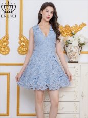 画像15: [ERUKEI]総レース・ケミカルレース・ノースリーブ・Vネック・Aライン・ミニドレス・ワンピース[送料無料] (15)