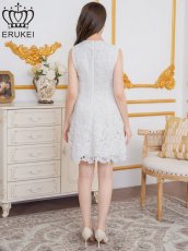 画像8: [ERUKEI]総レース・ケミカルレース・ノースリーブ・Vネック・Aライン・ミニドレス・ワンピース[送料無料] (8)