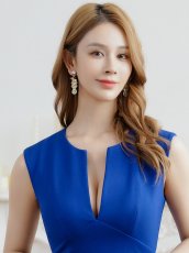 画像10: [ XS-Lサイズ / 3カラー][ERUKEI]シンプル・胸元スリットカット・ノースリーブ・ストレッチ・タイト・マーメイド・ロングドレス[送料無料] (10)