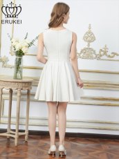 画像3: [ XS-Lサイズ / 2カラー][ERUKEI]シンプル・ノースリーブ・Aライン・フレア・ミニドレス・ワンピース[送料無料] (3)