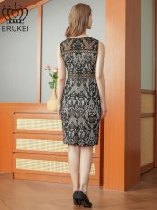 画像3: [ XS-Lサイズ / 3カラー][ERUKEI]ブラック・ホワイト・レッド・総レース・シアー・タイト・ミディアムドレス・ワンピース[送料無料] (3)