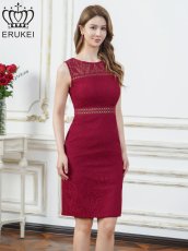 画像14: [ XS-Lサイズ / 3カラー][ERUKEI]ブラック・ホワイト・レッド・総レース・シアー・タイト・ミディアムドレス・ワンピース[送料無料] (14)