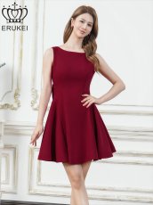 画像2: [ XS-Lサイズ /3カラー][ERUKEI]レッド・グリーン・グレー・リボン・背中見せ・Aライン・フレア・ミニドレス・ワンピース[送料無料] (2)