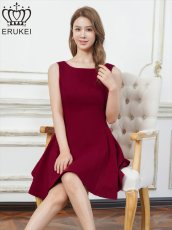 画像6: [ XS-Lサイズ /3カラー][ERUKEI]レッド・グリーン・グレー・リボン・背中見せ・Aライン・フレア・ミニドレス・ワンピース[送料無料] (6)