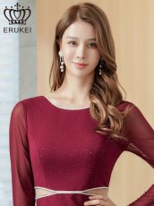 画像4: [ XS-Lサイズ / 1カラー ][ERUKEI]ラメ・カットアウト・ラインストーン・メッシュ・長袖・ロングスリーブ・タイト・ミニドレス・ワンピース[送料無料] (4)