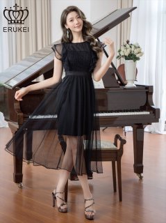 ERUKEIブラック・総レース・フリルスリーブ・Aライン・ミニドレス・ワンピース エルケイ（ERUKEI）直営】のドレス通販ショップ｜銀座クチュール