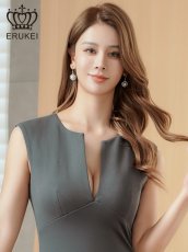 画像19: [ XS-Lサイズ / 4カラー ][ERUKEI]ネイビー・ワインレッド・ホワイト・グレー・シンプル・ワンカラー・ノースリーブ・タイト・ショート丈・ミニドレス・ワンピース[山崎みどり着用][送料無料]mynv (19)