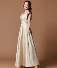 画像9: [ERUKEI]シンプル・ジャガード・ハイウエスト・フリルスリーブ・Vネック・Aライン・ロングドレス[山崎みどり着用]《送料＆代引き手数料無料》myall (9)