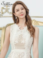 画像4: [ XS-Lサイズ / 1カラー][ERUKEI/SETTAN]立体フラワー・レース・メッシュ・シアー・ノースリーブ・インナーミニ・Aライン・ミディアムドレス・ワンピース[送料無料] (4)