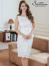 画像2: [ XS-Lサイズ / 1カラー ][ERUKEI]ノースリーブ・総レース・リボン・タイト・ミディアムドレス・ワンピース[送料無料] (2)