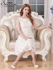 画像12: [ERUKEI/SETTAN]総レース・ノースリーブ・パイピング・ハイウエスト・Aライン・ミディアムドレス・ワンピース[送料無料] (12)