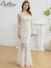 画像1: [ XS-Lサイズ / 3カラー][ERUKEI/SETTAN]総レース・スパンコール・シアー・ギャザー・Vネック・ノースリーブ・ハイウエスト・タイト・マーメイド・ロングドレス[送料無料] (1)