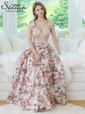 画像2: [ XS-Lサイズ / 6カラー][ERUKEI/SETTAN]Vネック・ノースリーブ・シンプル・サテン・上品・肩リボン・切替・Aライン・ロングドレス[送料無料] (2)
