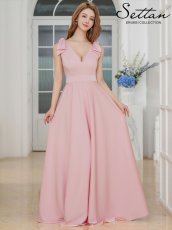 画像13: [ XS-Lサイズ / 6カラー][ERUKEI/SETTAN]Vネック・ノースリーブ・シンプル・サテン・上品・肩リボン・切替・Aライン・ロングドレス[送料無料] (13)
