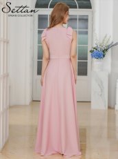 画像14: [ XS-Lサイズ / 6カラー][ERUKEI/SETTAN]Vネック・ノースリーブ・シンプル・サテン・上品・肩リボン・切替・Aライン・ロングドレス[送料無料] (14)