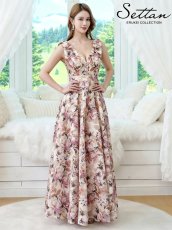 画像1: [ XS-Lサイズ / 6カラー][ERUKEI/SETTAN]Vネック・ノースリーブ・シンプル・サテン・上品・肩リボン・切替・Aライン・ロングドレス[送料無料] (1)