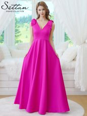 画像17: [ XS-Lサイズ / 6カラー][ERUKEI/SETTAN]Vネック・ノースリーブ・シンプル・サテン・上品・肩リボン・切替・Aライン・ロングドレス[送料無料] (17)