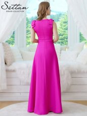 画像18: [ XS-Lサイズ / 6カラー][ERUKEI/SETTAN]Vネック・ノースリーブ・シンプル・サテン・上品・肩リボン・切替・Aライン・ロングドレス[送料無料] (18)