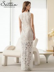 画像3: [ XS-Lサイズ / 1カラー][ERUKEI]総レース・チュールレース・シアー・ノースリーブ・タイト・インナーミニ・ストレートライン・ロングドレス[送料無料] (3)