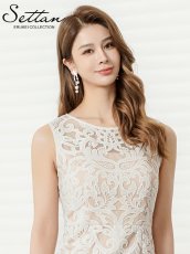 画像4: [ XS-Lサイズ / 1カラー][ERUKEI]総レース・チュールレース・シアー・ノースリーブ・タイト・インナーミニ・ストレートライン・ロングドレス[送料無料] (4)