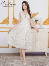 画像2: [ XS-Lサイズ / 1カラー][ERUKEI/SETTAN]総レース・Vネック・ノースリーブ・Aライン・ミディアムドレス・ワンピース[送料無料] (2)