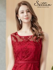 画像4: [ XS-Lサイズ / 2カラー][ERUKEI/SETTAN]レース・シアー・スカラップノースリーブ・Aライン・ミディアムドレス・ワンピース[送料無料] (4)