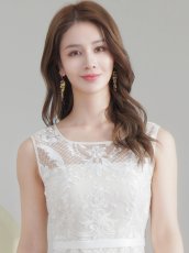 画像11: [ XS-Lサイズ /3カラー][ERUKEI/SETTAN]レース・シアー・スカラップノースリーブ・Aライン・ミディアムドレス・ワンピース[送料無料] (11)