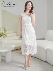 画像12: [ XS-Lサイズ /3カラー][ERUKEI/SETTAN]レース・シアー・スカラップノースリーブ・Aライン・ミディアムドレス・ワンピース[送料無料] (12)