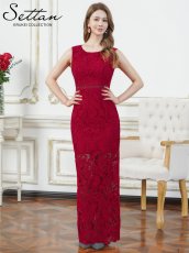 画像7: [ XS-Lサイズ / 2カラー][ERUKEI/SETTAN]ホワイト・レッド・総レース・ハイウエスト・シアー・インナーミニ・タイト・ストレートライン・ロングドレス[送料無料] (7)