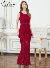 画像8: [ XS-Lサイズ / 2カラー][ERUKEI/SETTAN]ホワイト・レッド・総レース・ハイウエスト・シアー・インナーミニ・タイト・ストレートライン・ロングドレス[送料無料] (8)