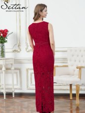 画像9: [ XS-Lサイズ / 2カラー][ERUKEI/SETTAN]ホワイト・レッド・総レース・ハイウエスト・シアー・インナーミニ・タイト・ストレートライン・ロングドレス[送料無料] (9)