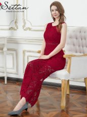 画像12: [ XS-Lサイズ / 2カラー][ERUKEI/SETTAN]ホワイト・レッド・総レース・ハイウエスト・シアー・インナーミニ・タイト・ストレートライン・ロングドレス[送料無料] (12)