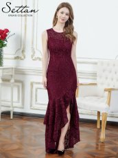 画像1: [ XS-Lサイズ / 1カラー][ERUKEI/SETTAN]総レース・シアー・ノースリーブ・エレガント・スリット・フィッシュテール・タイト・マーメイド・ロングドレス[送料無料] (1)