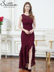 画像2: [ XS-Lサイズ / 1カラー][ERUKEI/SETTAN]総レース・シアー・ノースリーブ・エレガント・スリット・フィッシュテール・タイト・マーメイド・ロングドレス[送料無料] (2)