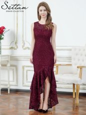 画像5: [ XS-Lサイズ / 1カラー][ERUKEI/SETTAN]総レース・シアー・ノースリーブ・エレガント・スリット・フィッシュテール・タイト・マーメイド・ロングドレス[送料無料] (5)