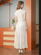 画像3: [ XS-Lサイズ / 1カラー][ERUKEI/SETTAN]総レース・斜め切替・アシンメトリー・フレンチスリーブ・マキシ丈・Aライン・ロングドレス[送料無料] (3)