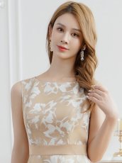 画像4: [ XS-Lサイズ / 1カラー][ERUKEI/SETTAN]フラワープリント・花柄・ハイウエスト・ノースリーブ・ボートネック・Aライン・ロングドレス[送料無料] (4)