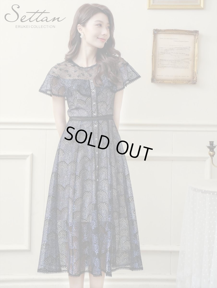 画像2: [ERUKEI/SETTAN]ホワイト・ブラック・総レース・シースルー・半袖・Aライン・ミディアムドレス・ワンピース[送料無料] (2)