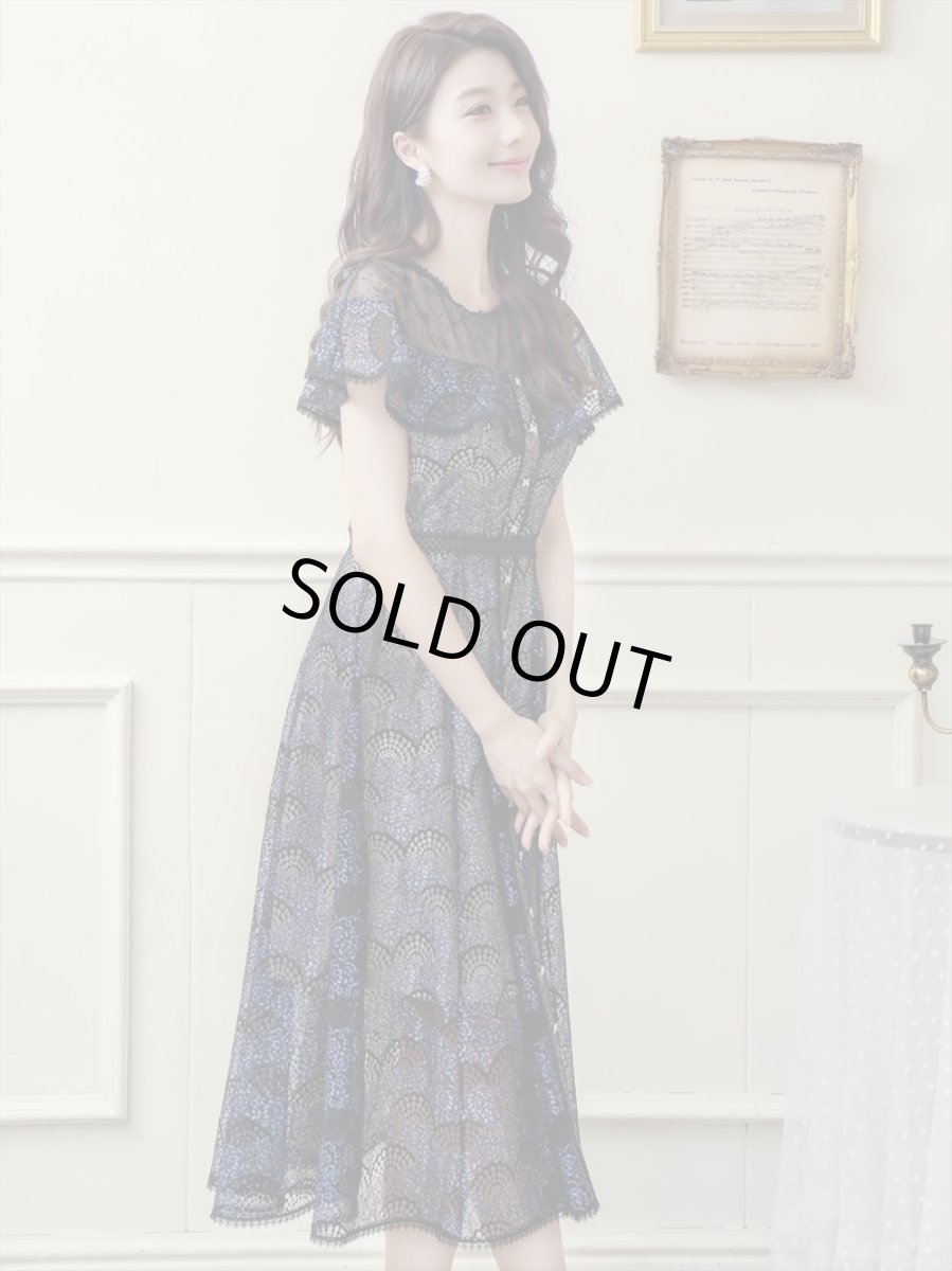 画像4: [ERUKEI/SETTAN]ホワイト・ブラック・総レース・シースルー・半袖・Aライン・ミディアムドレス・ワンピース[送料無料] (4)