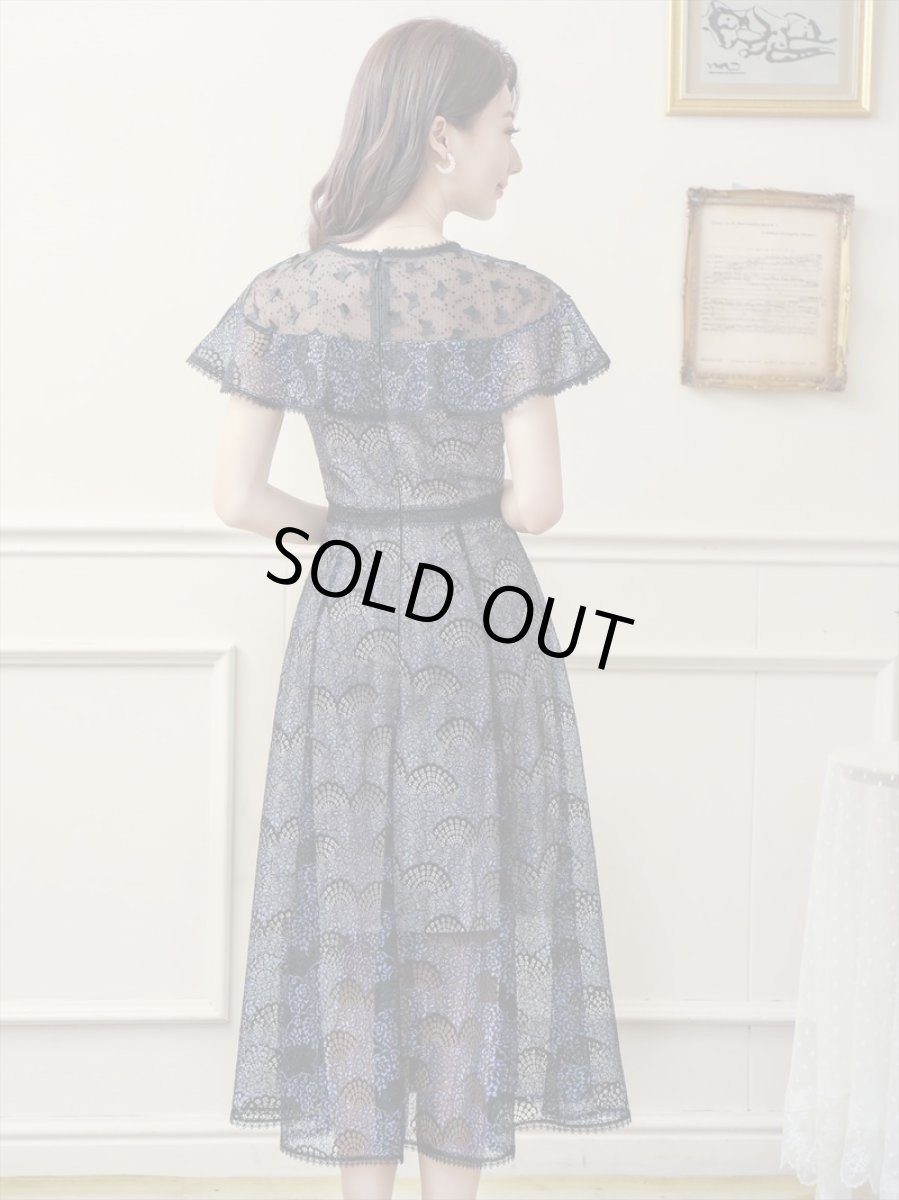 画像6: [ERUKEI/SETTAN]ホワイト・ブラック・総レース・シースルー・半袖・Aライン・ミディアムドレス・ワンピース[送料無料] (6)
