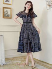 画像10: [ERUKEI/SETTAN]ホワイト・ブラック・総レース・シースルー・半袖・Aライン・ミディアムドレス・ワンピース[送料無料] (10)