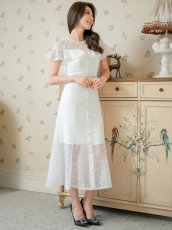 画像3: [ERUKEI/SETTAN]ホワイト・ブラック・総レース・シースルー・半袖・Aライン・ミディアムドレス・ワンピース[送料無料] (3)