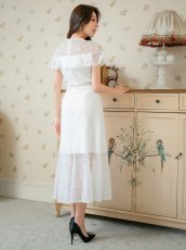 画像5: [ERUKEI/SETTAN]ホワイト・ブラック・総レース・シースルー・半袖・Aライン・ミディアムドレス・ワンピース[送料無料] (5)