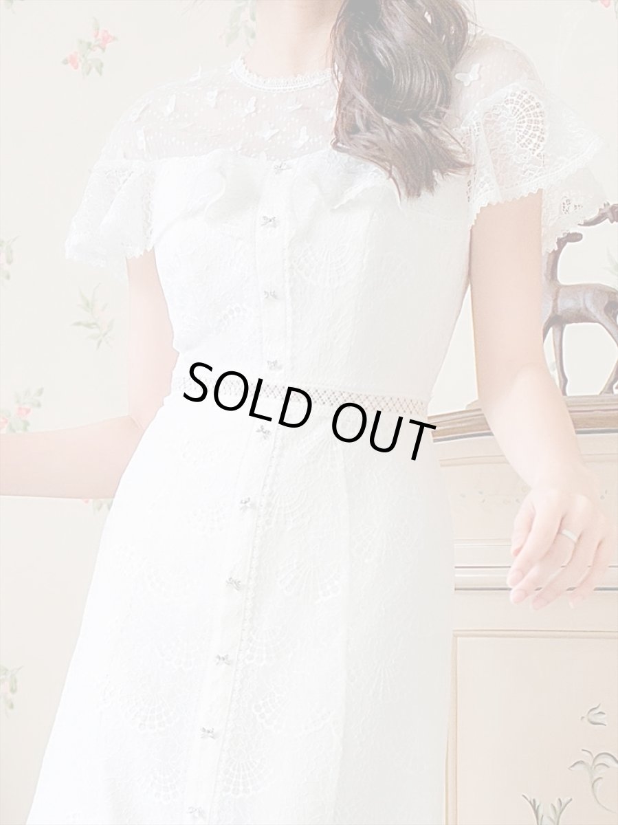 画像7: [ERUKEI/SETTAN]ホワイト・ブラック・総レース・シースルー・半袖・Aライン・ミディアムドレス・ワンピース[送料無料] (7)