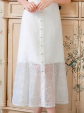 画像9: [ERUKEI/SETTAN]ホワイト・ブラック・総レース・シースルー・半袖・Aライン・ミディアムドレス・ワンピース[送料無料] (9)