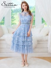 画像11: [ XS-Lサイズ / 2カラー][ERUKEI/SETTAN]花柄・総レース・プチハイネック・フリルスリーブ・ティアード・Aライン・ミディアムドレス・ワンピース[送料無料] (11)
