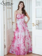 画像9: [ERUKEI/SETTAN]ホワイト×ピンク・立体フラワー・ラメ・プリント・花柄・レース・キャミソール・スピンドル・Aライン・ロングドレス[送料無料] (9)