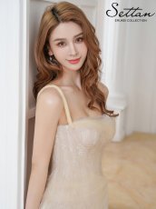 画像12: [ XS-Lサイズ / 2カラー][ERUKEI/SETTAN]総レース・チュールレース・スパンコール・ビスチェ・ワンショルダー・ドレープ・タイト・インナーミニドレス・ロングドレス[送料無料] (12)
